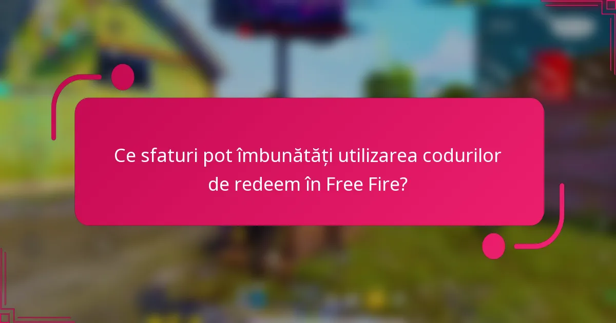 Ce sfaturi pot îmbunătăți utilizarea codurilor de redeem în Free Fire?