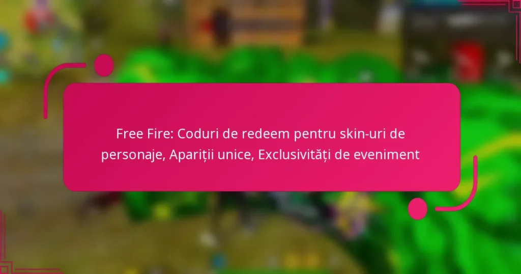Free Fire: Coduri de redeem pentru skin-uri de personaje, Apariții unice, Exclusivități de eveniment