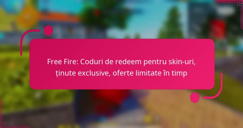 Free Fire: Coduri de redeem pentru skin-uri, ținute exclusive, oferte limitate în timp